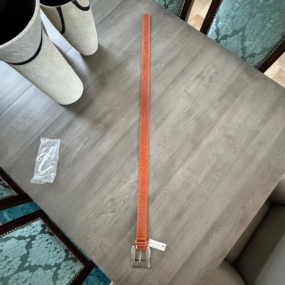 MOST WANTED Leather Wide Western Buckle Tooled Embellished Belt size L NWT - Picture 8 of 9